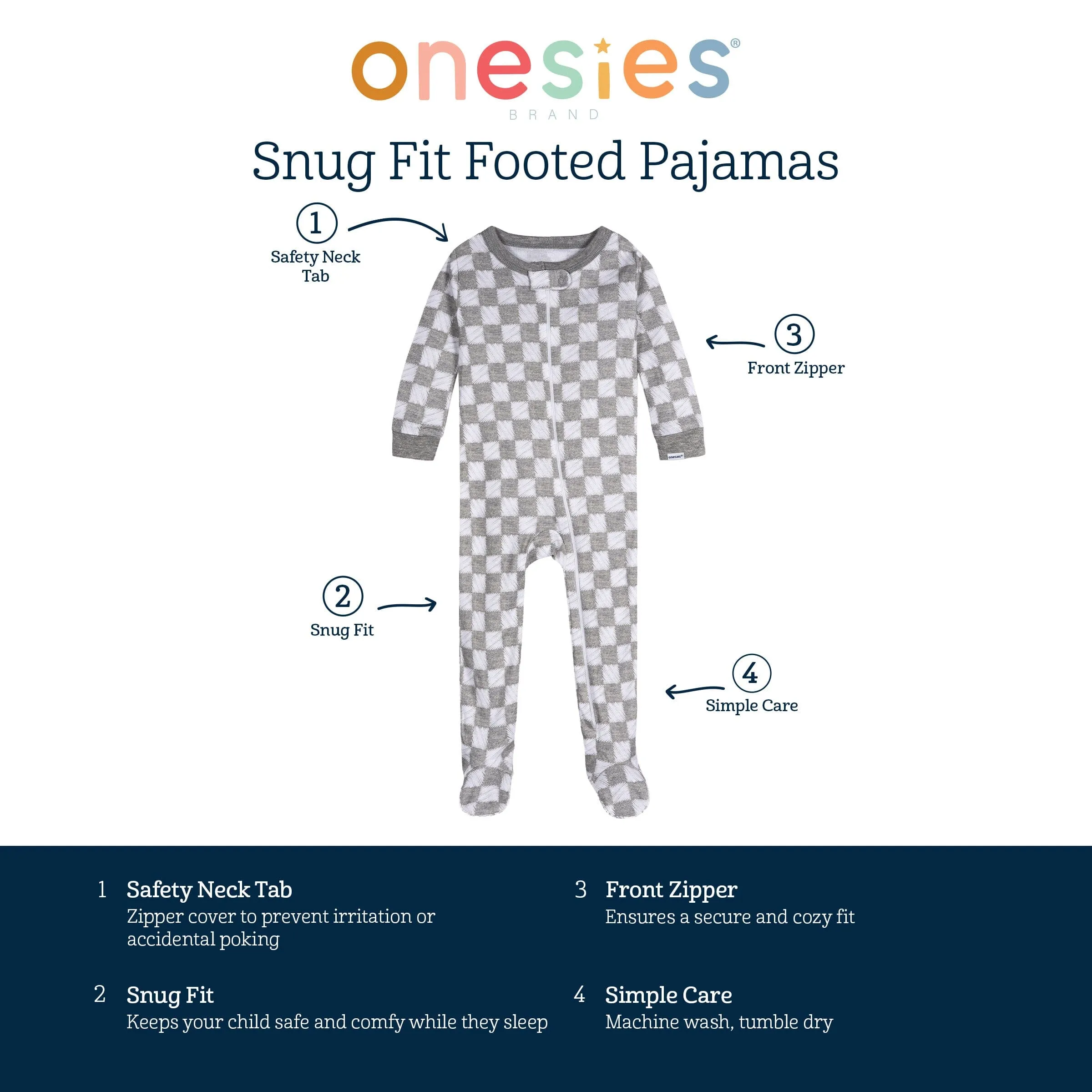 4-Pack Baby Girls Lemons Snug Fit Footed Pajamas