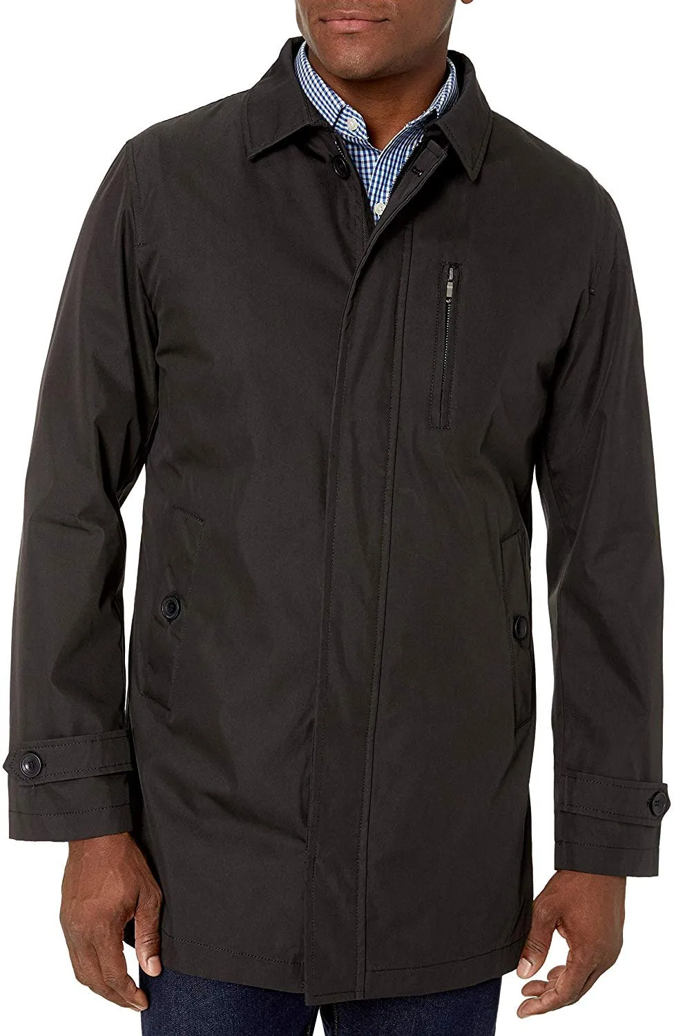 Adam Baker Men's Single-Breasted Classic Fit Water Repellent Lightweight Raincoat