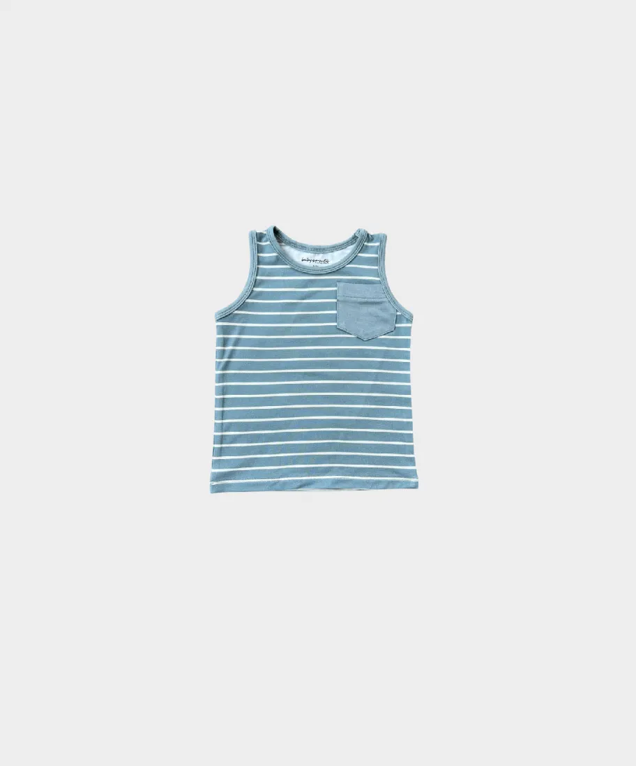 American Blue Stripe Boy's Pocket Tank