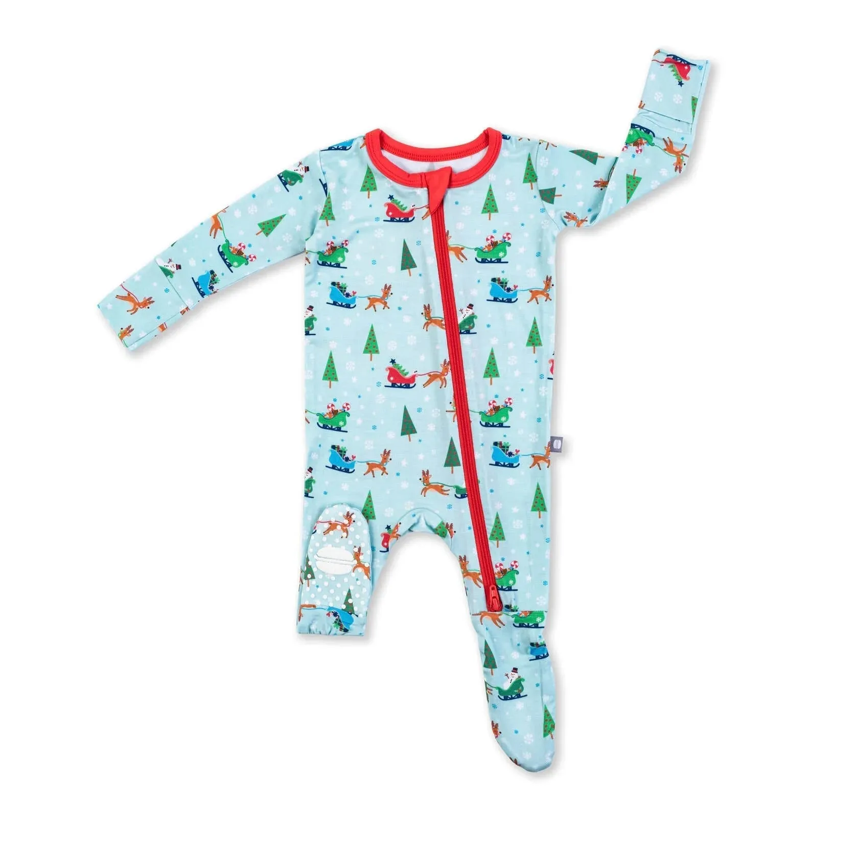 Aqua Reindeer Zip Footie