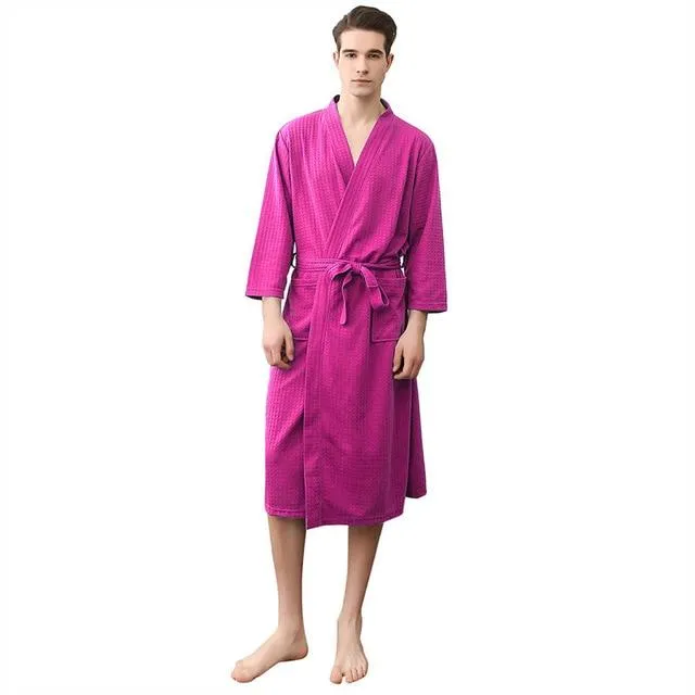 Bikitique Men Plus Size Cotton Bathrobes Autumn Kimono Long Sleeve Sleepwear Men Nightgowns Homewear Pijama Long Bathrobe Men