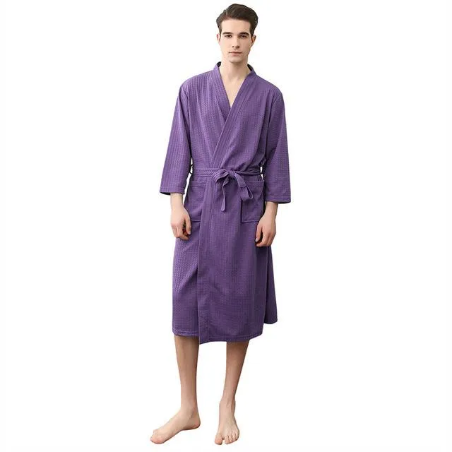 Bikitique Men Plus Size Cotton Bathrobes Autumn Kimono Long Sleeve Sleepwear Men Nightgowns Homewear Pijama Long Bathrobe Men