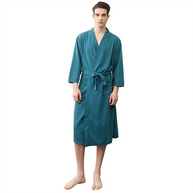 Bikitique Men Plus Size Cotton Bathrobes Autumn Kimono Long Sleeve Sleepwear Men Nightgowns Homewear Pijama Long Bathrobe Men