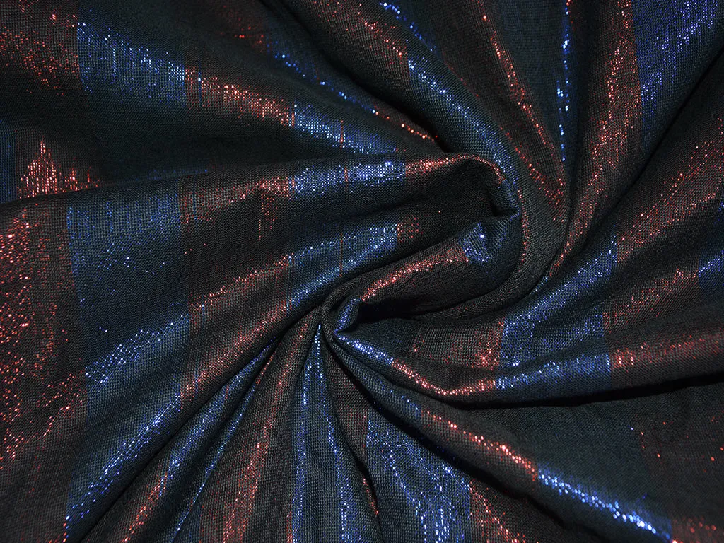 Black & Red Abstract Lurex Polyester Fabric