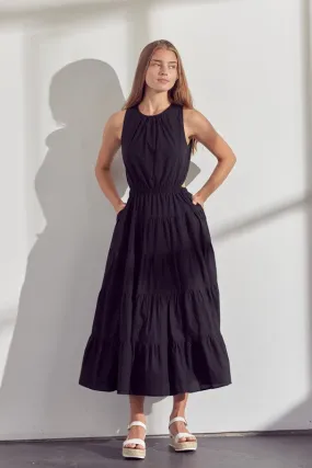 Black Maxi Cutout Dress With Pockets
