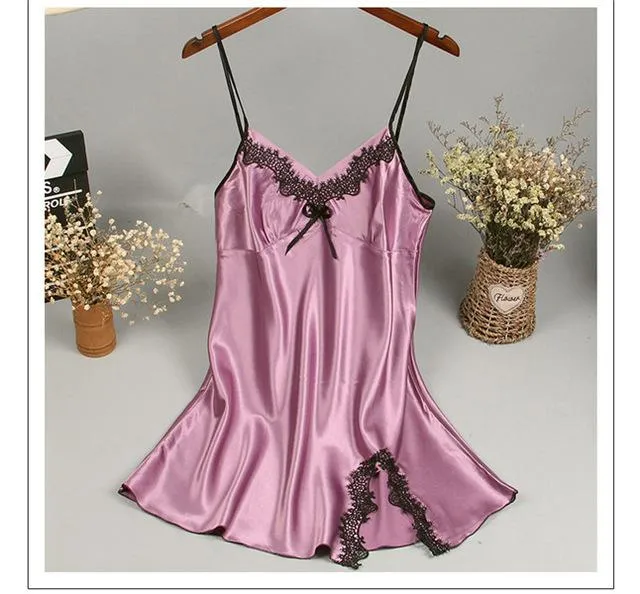 Brand New Chinese Women Robe Satin Nightgown Sexy Nightshirt Sleepwear Print Bath Gown Summer Casual Home Night Dress One Size