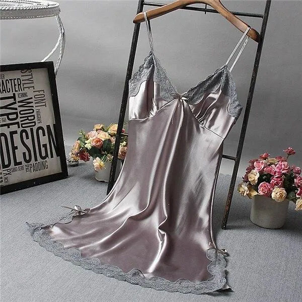 Brand New Chinese Women Robe Satin Nightgown Sexy Nightshirt Sleepwear Print Bath Gown Summer Casual Home Night Dress One Size