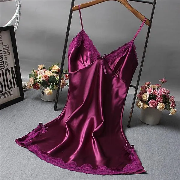 Brand New Chinese Women Robe Satin Nightgown Sexy Nightshirt Sleepwear Print Bath Gown Summer Casual Home Night Dress One Size