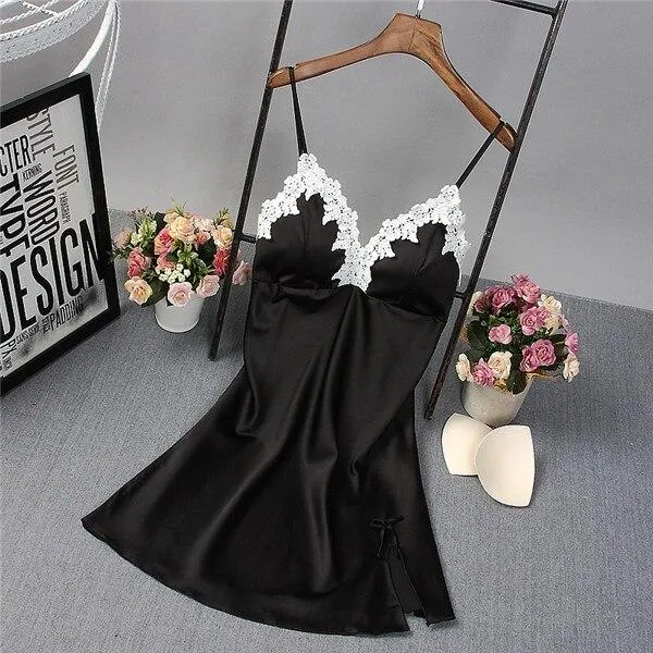 Brand New Chinese Women Robe Satin Nightgown Sexy Nightshirt Sleepwear Print Bath Gown Summer Casual Home Night Dress One Size