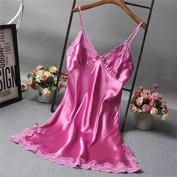 Brand New Chinese Women Robe Satin Nightgown Sexy Nightshirt Sleepwear Print Bath Gown Summer Casual Home Night Dress One Size