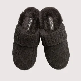 Cable Knit Robes Slides (Black)