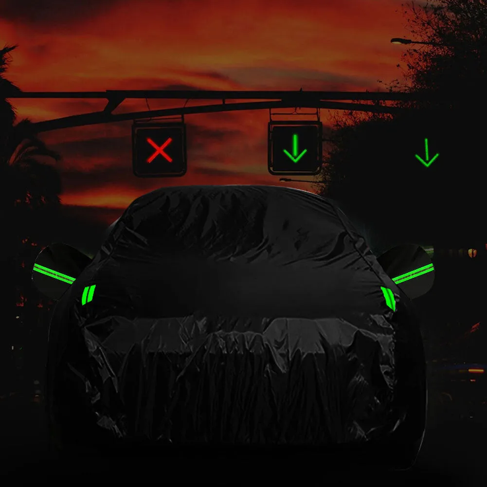 Car Cover All Black 190t Silver Coated Cloth Rainproof Sunscreen