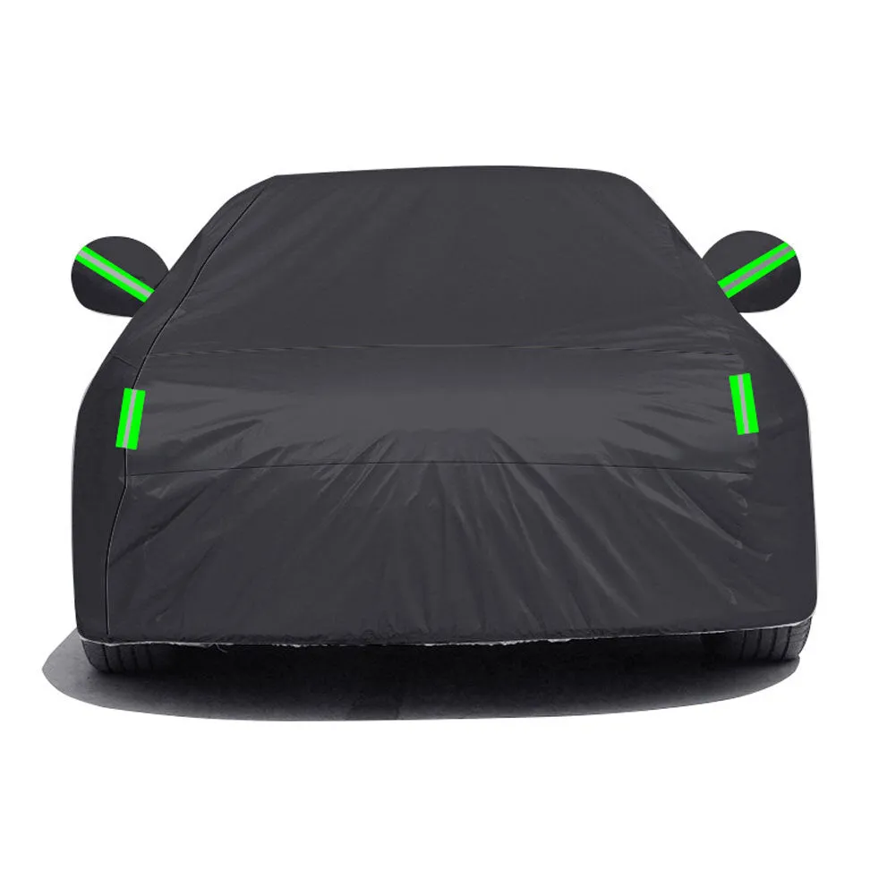 Car Cover All Black 190t Silver Coated Cloth Rainproof Sunscreen