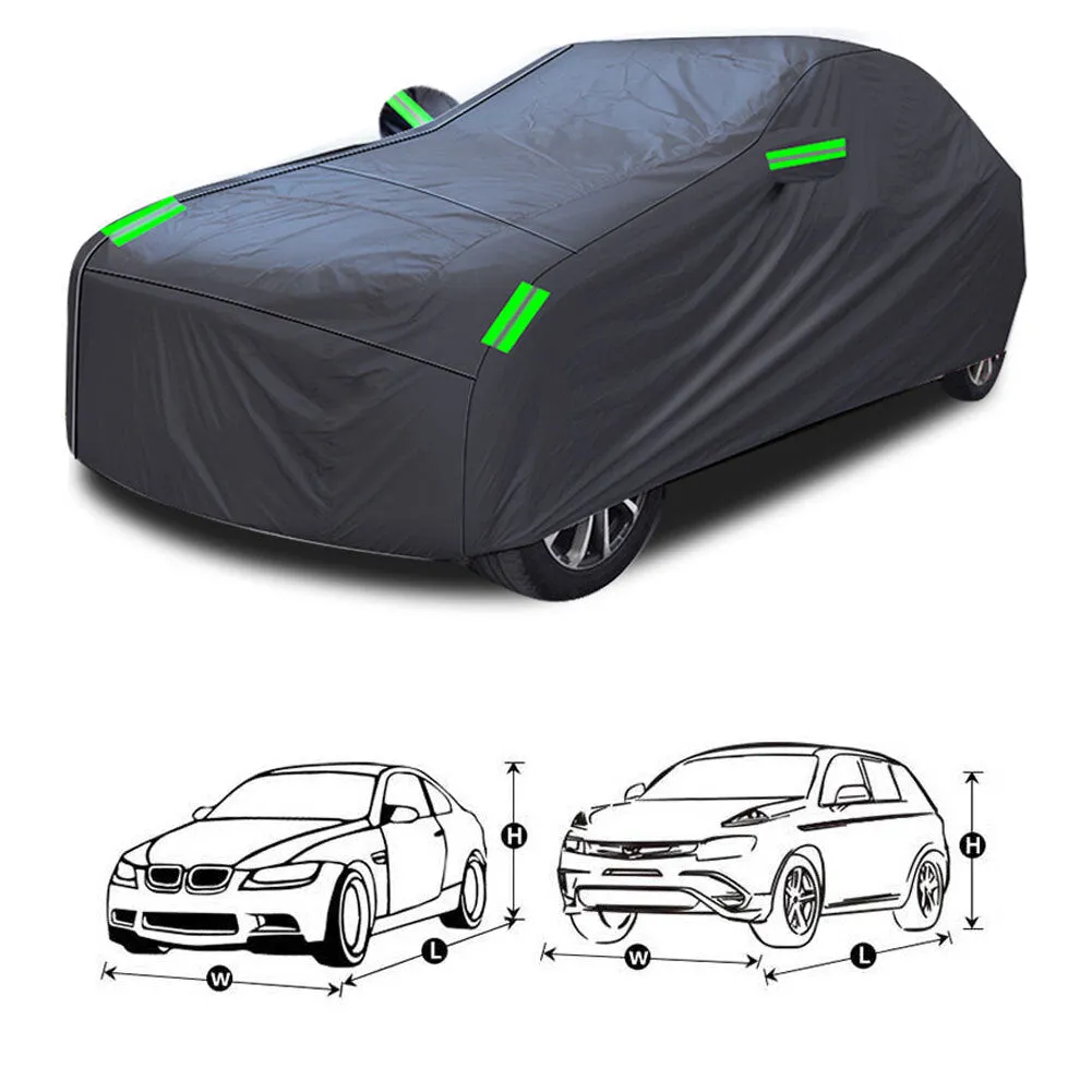 Car Cover All Black 190t Silver Coated Cloth Rainproof Sunscreen