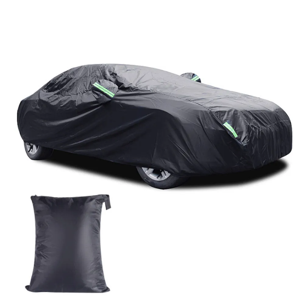 Car Cover All Black 190t Silver Coated Cloth Rainproof Sunscreen