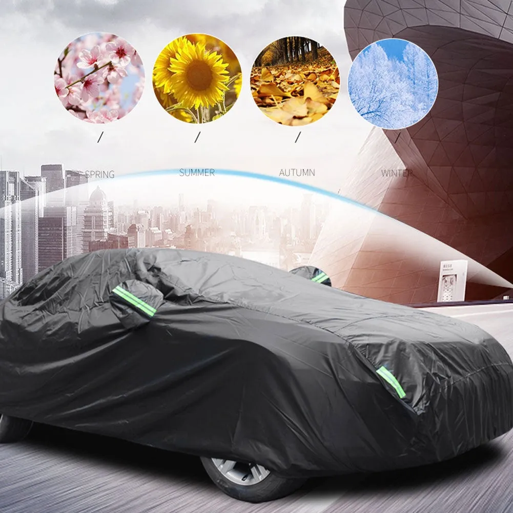 Car Cover All Black 190t Silver Coated Cloth Rainproof Sunscreen