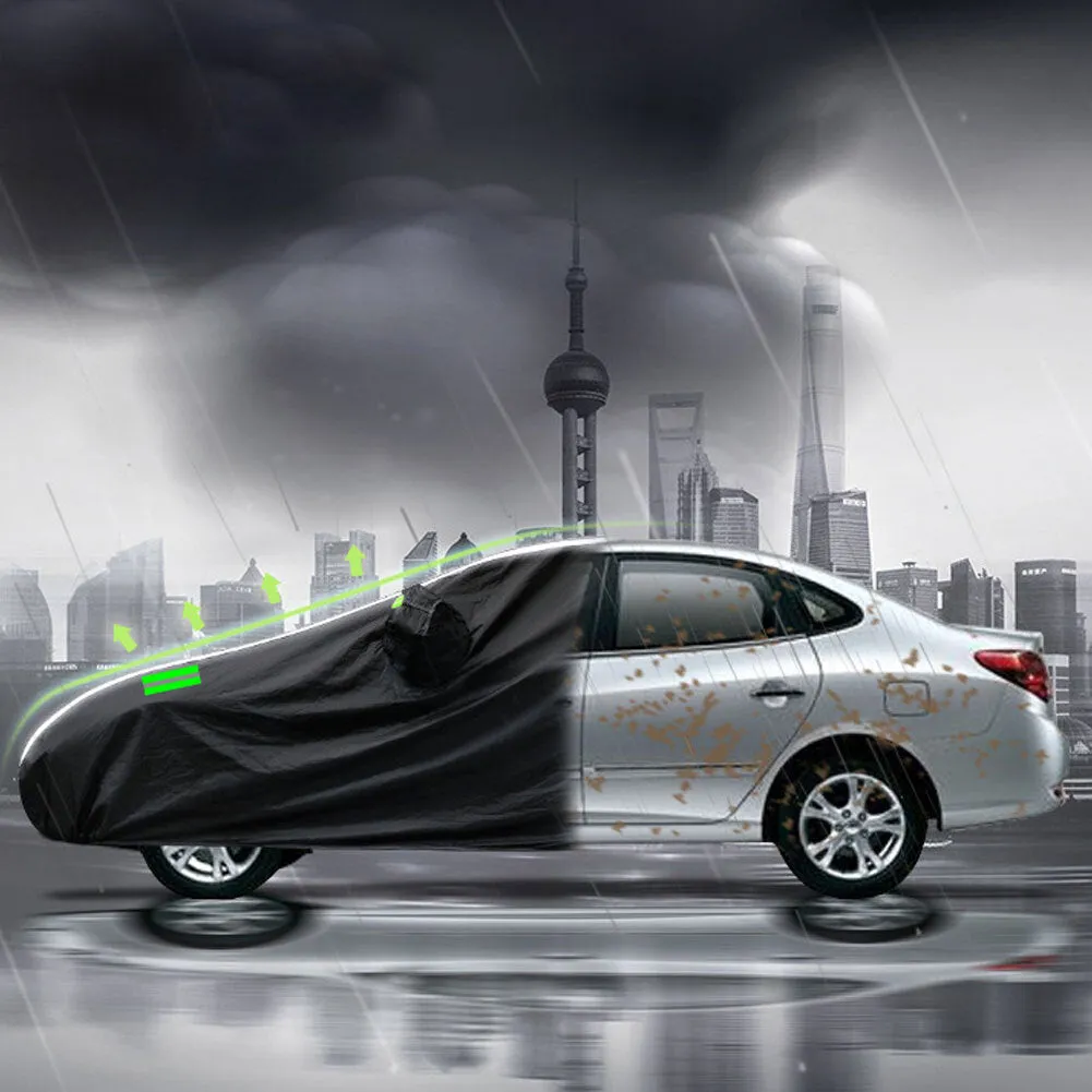 Car Cover All Black 190t Silver Coated Cloth Rainproof Sunscreen