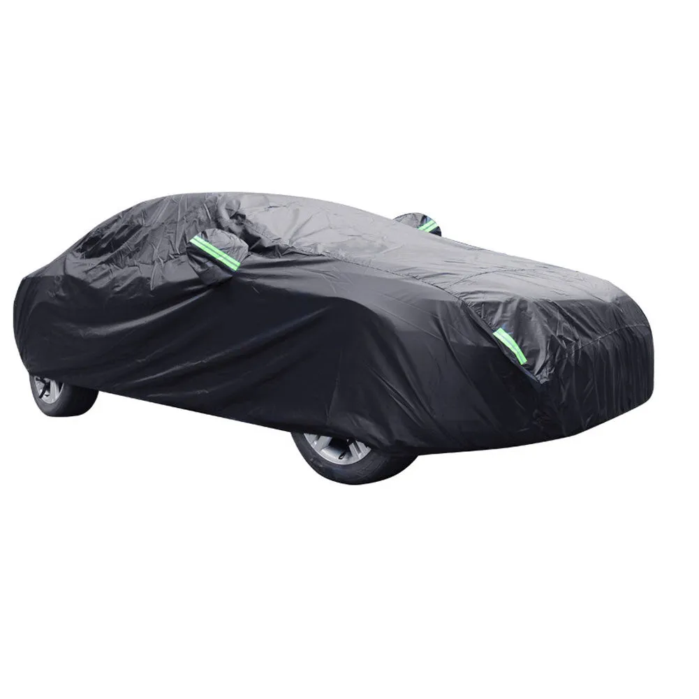 Car Cover All Black 190t Silver Coated Cloth Rainproof Sunscreen