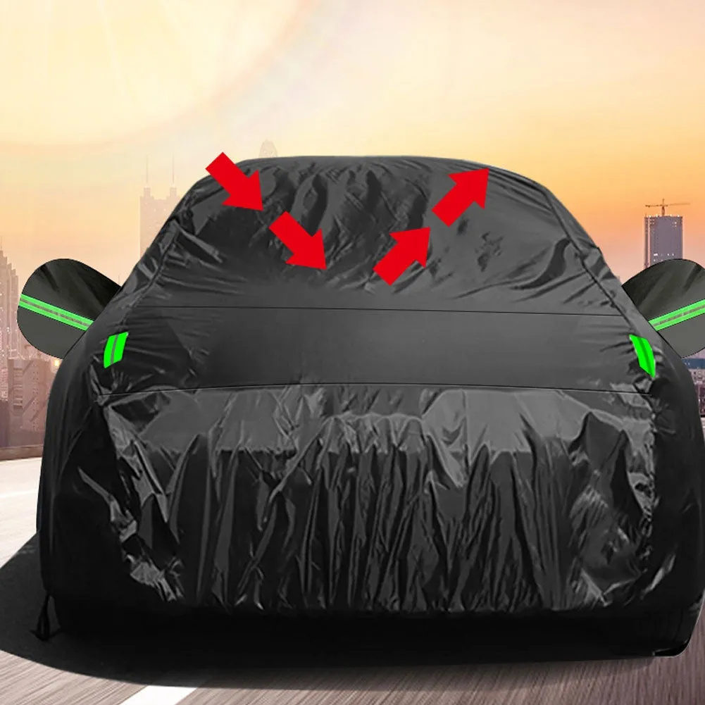Car Cover All Black 190t Silver Coated Cloth Rainproof Sunscreen