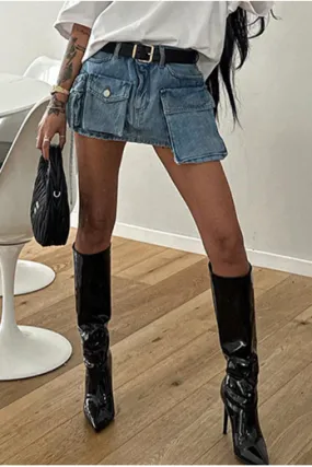Cargo Pocket denim skirt