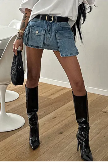 Cargo Pocket denim skirt