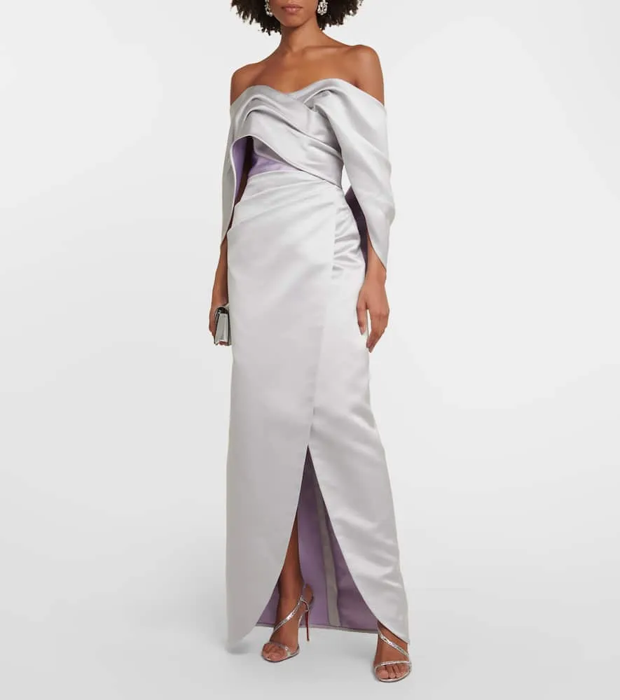 Carolina Herrera Off-shoulder draped satin gown