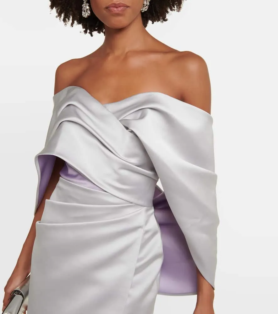 Carolina Herrera Off-shoulder draped satin gown