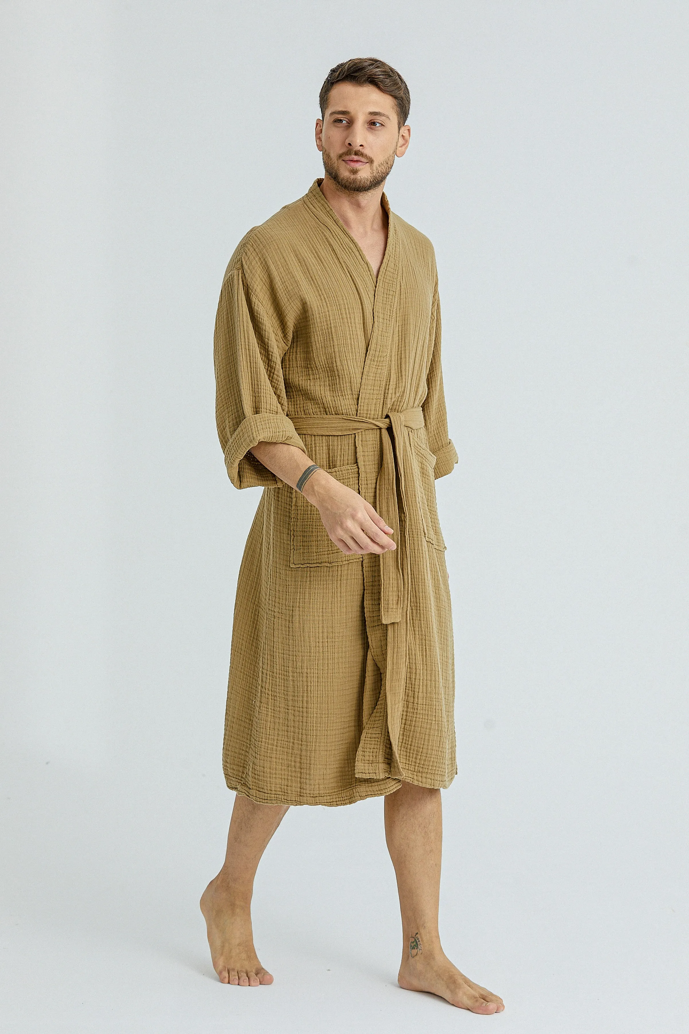 Cassia Men's Robes - Golden Beige