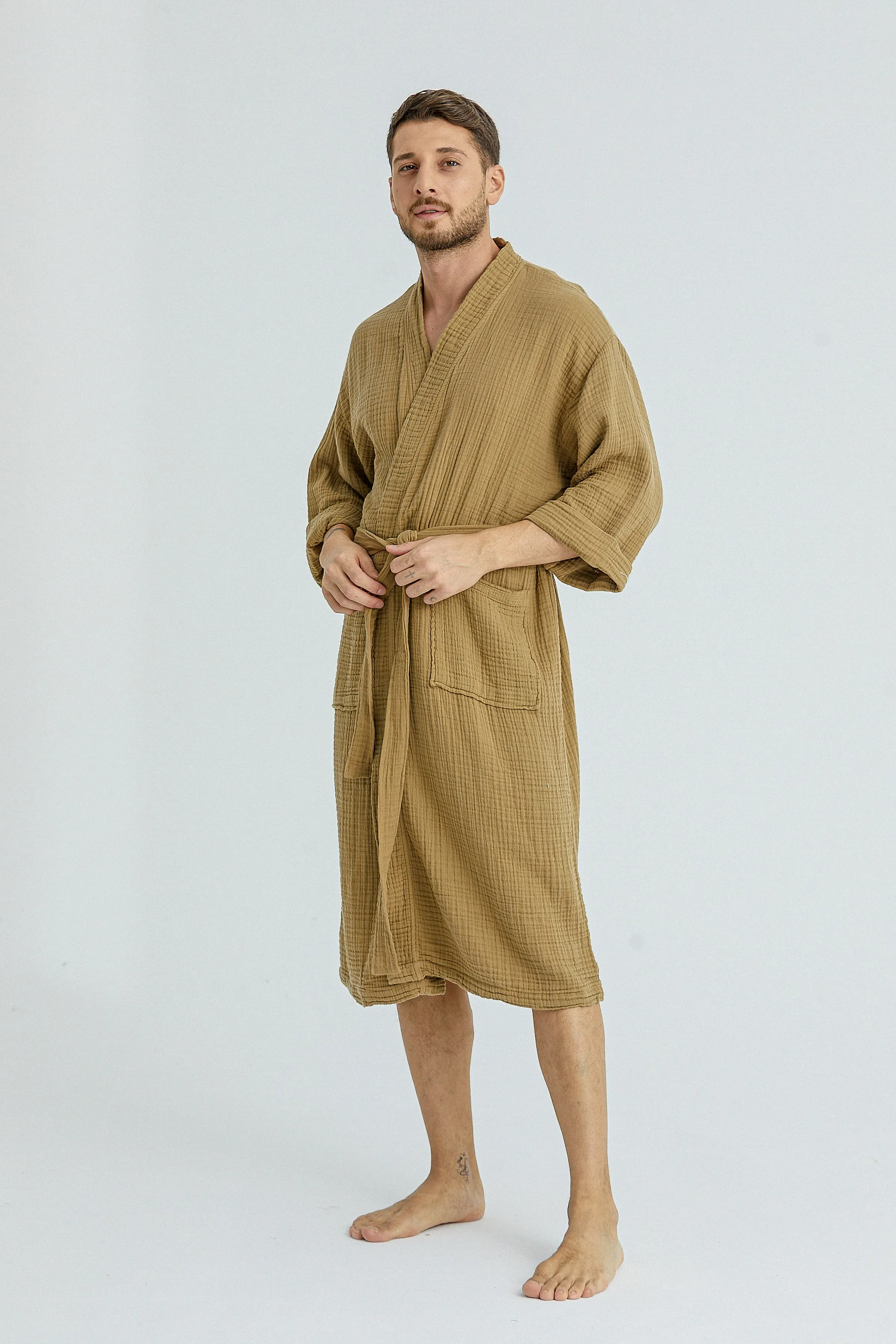 Cassia Men's Robes - Golden Beige