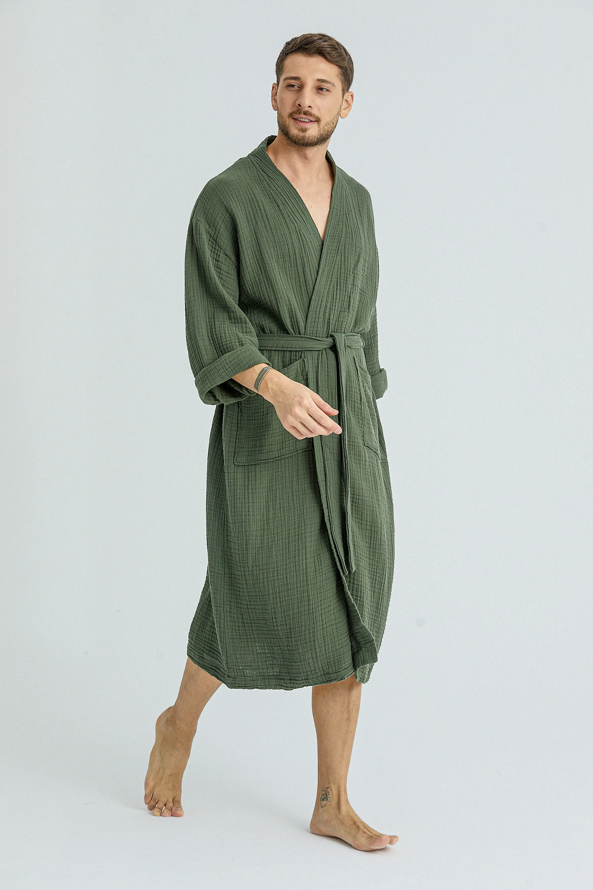 Cassia Men's Robes - Moss