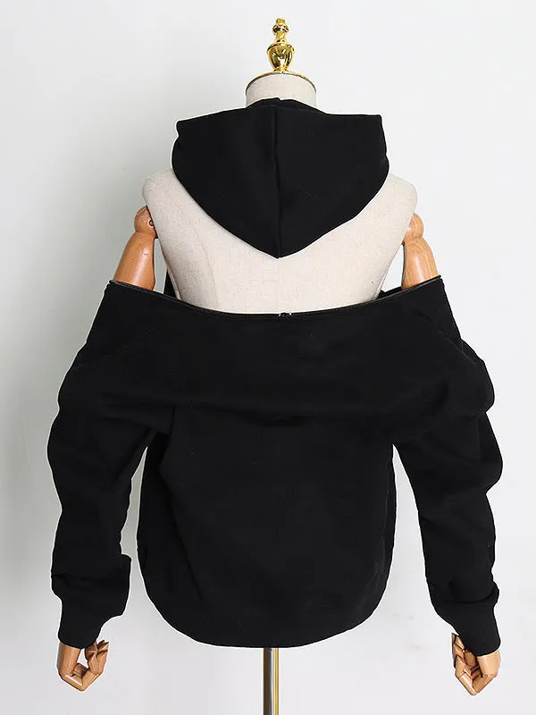 Casual Loose Solid Color Hoodies Top