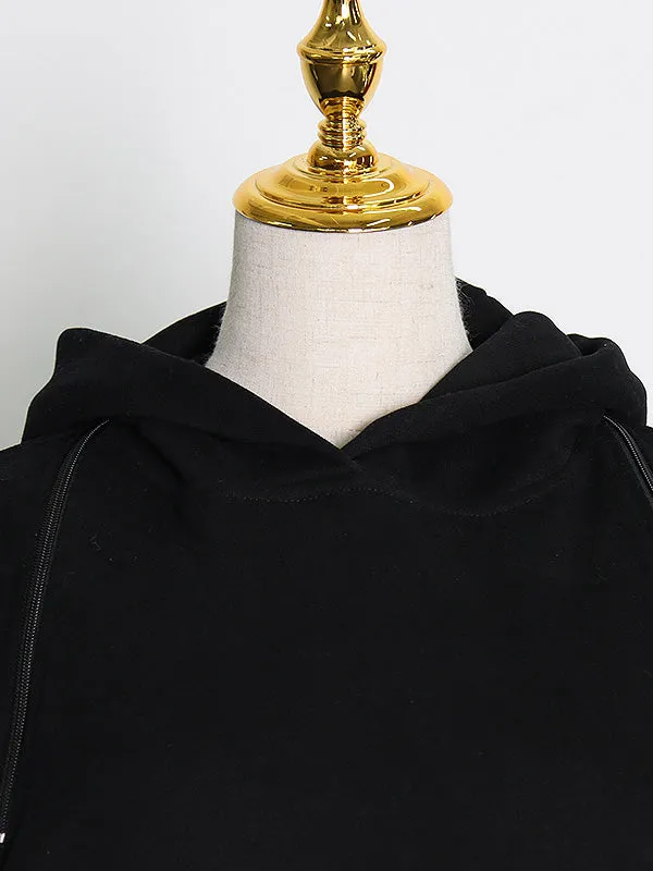Casual Loose Solid Color Hoodies Top