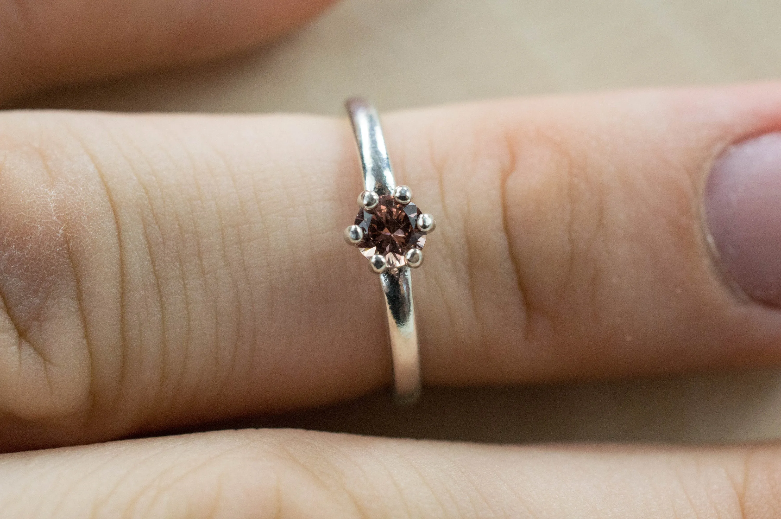 Champagne Garnet Ring, Genuine Untreated Tanzanian Garnet