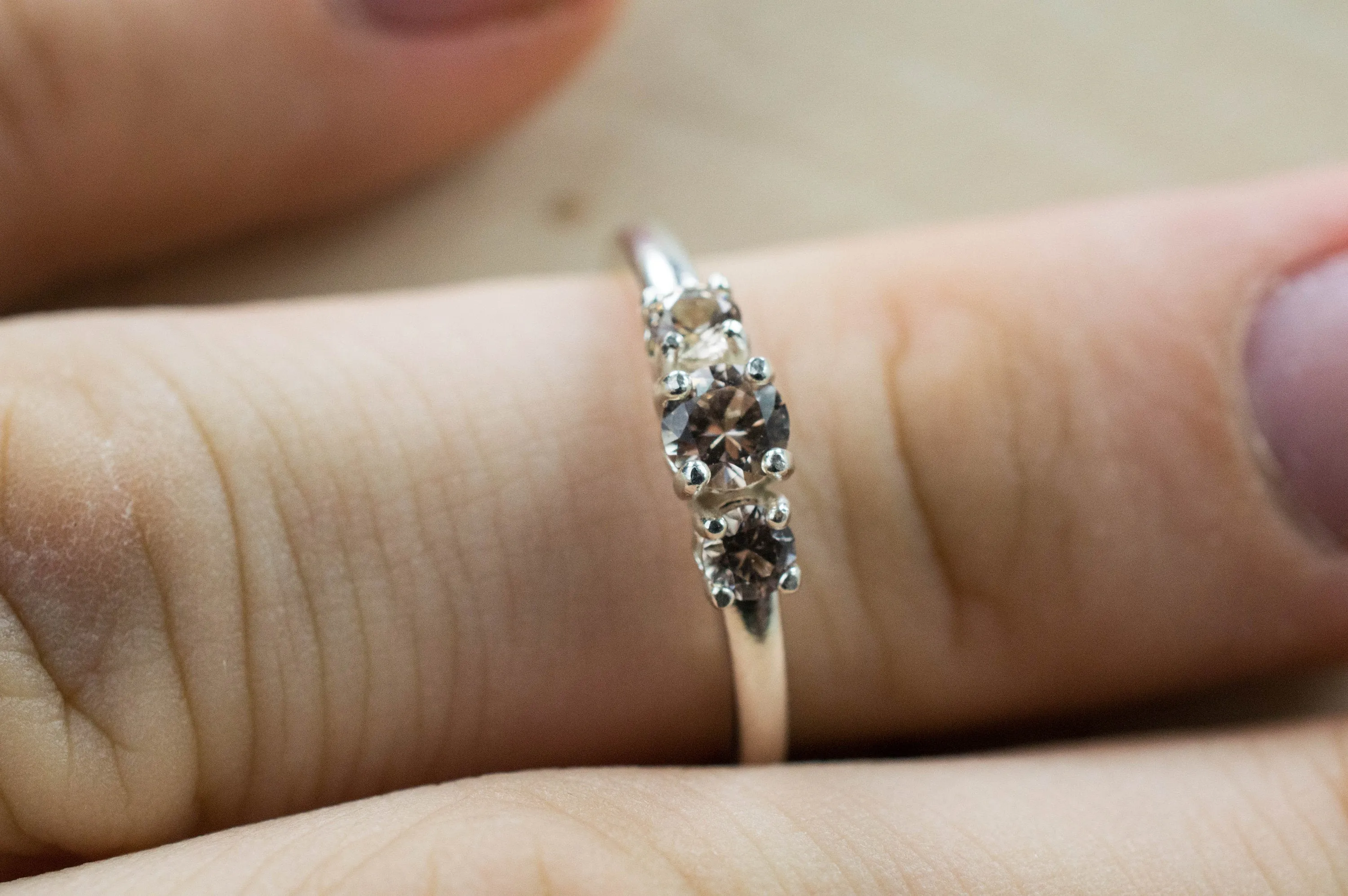 Champagne Garnet Ring, Genuine Untreated Tanzanian Garnets
