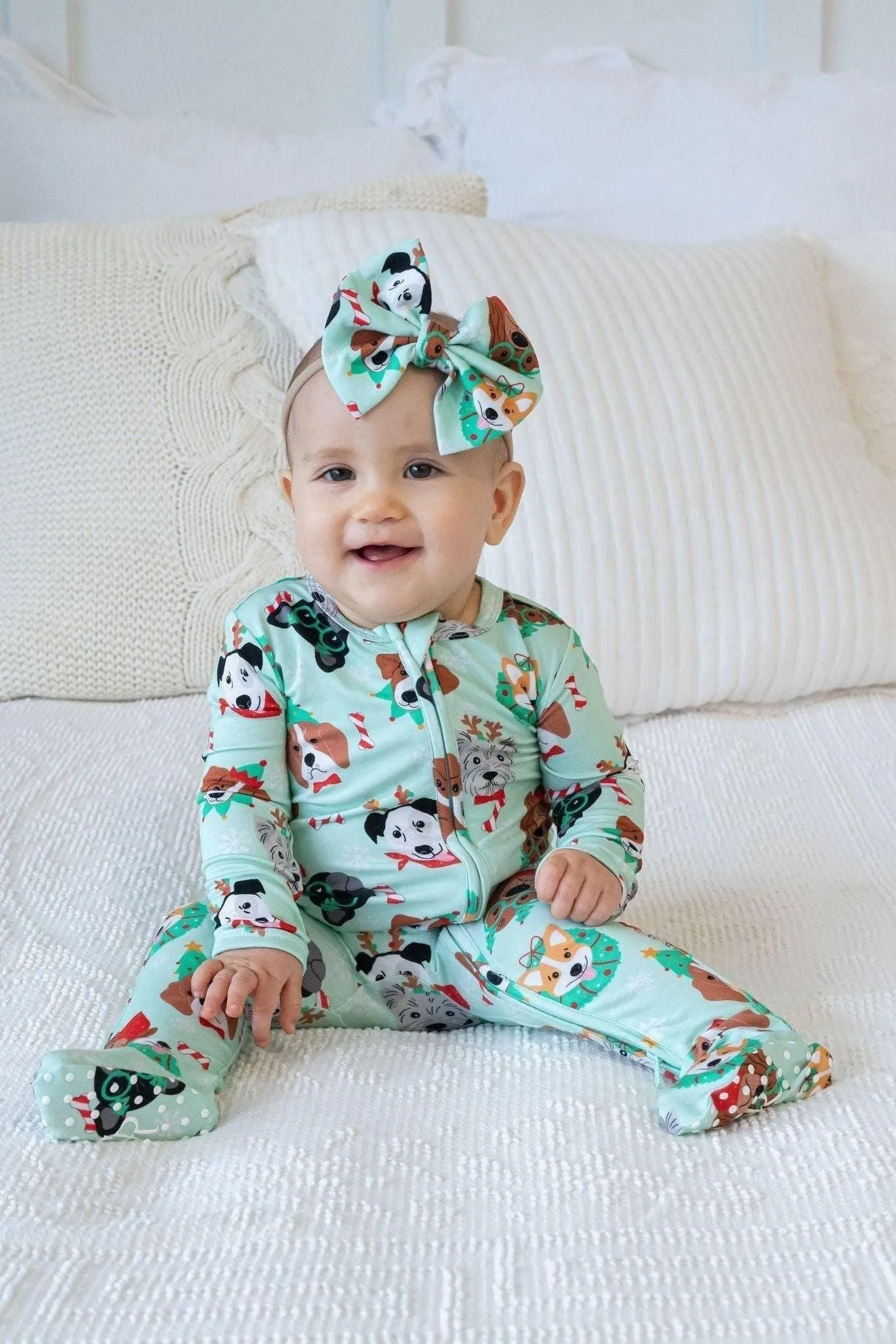 Christmas Dogs Zip-Up Bamboo Pajamas