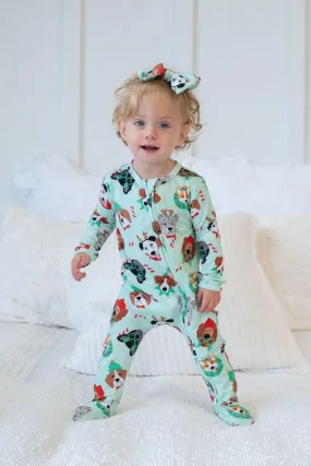 Christmas Dogs Zip-Up Bamboo Pajamas