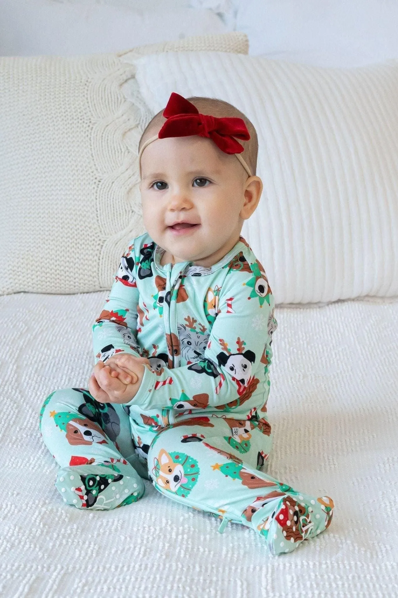 Christmas Dogs Zip-Up Bamboo Pajamas