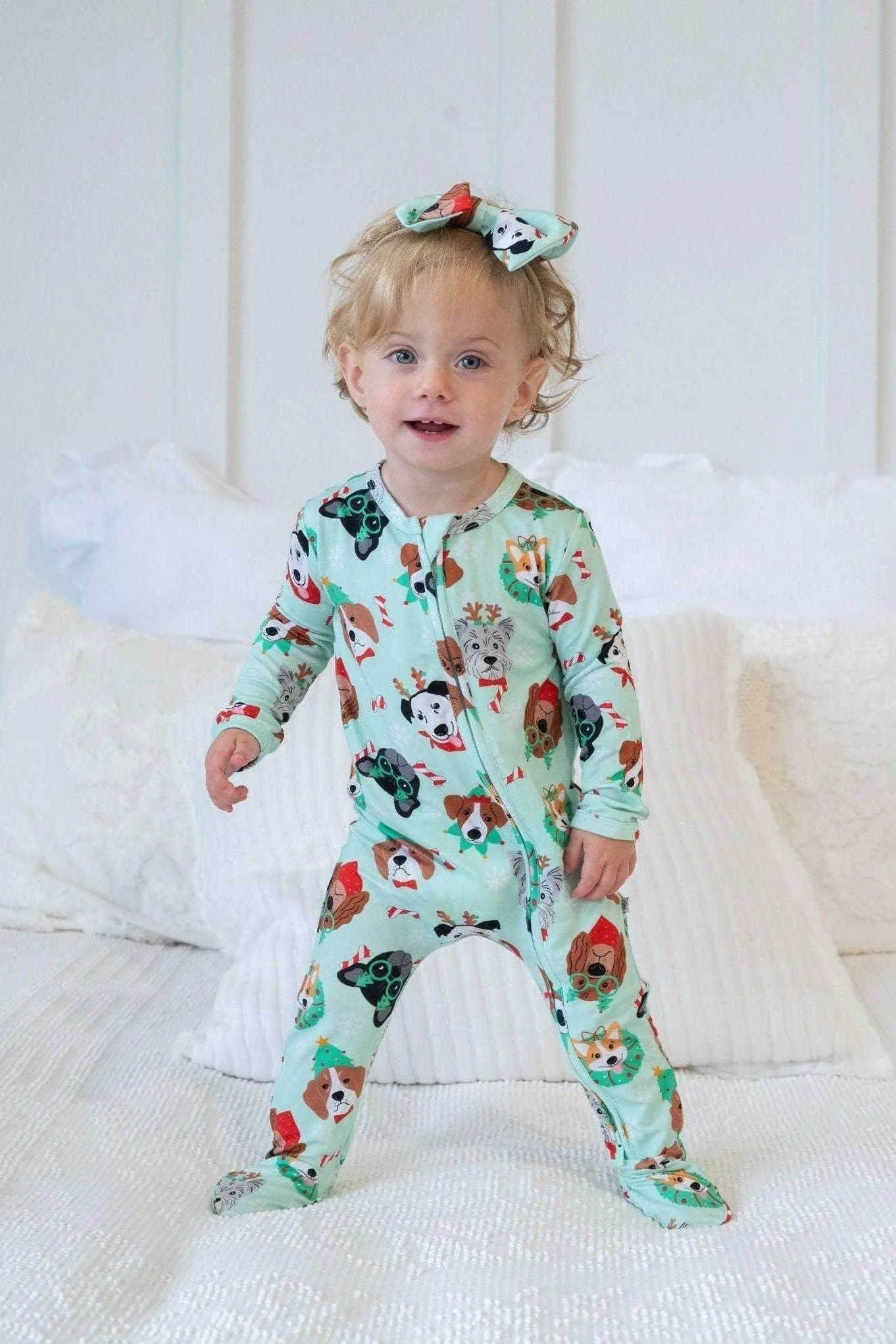 Christmas Dogs Zip-Up Bamboo Pajamas