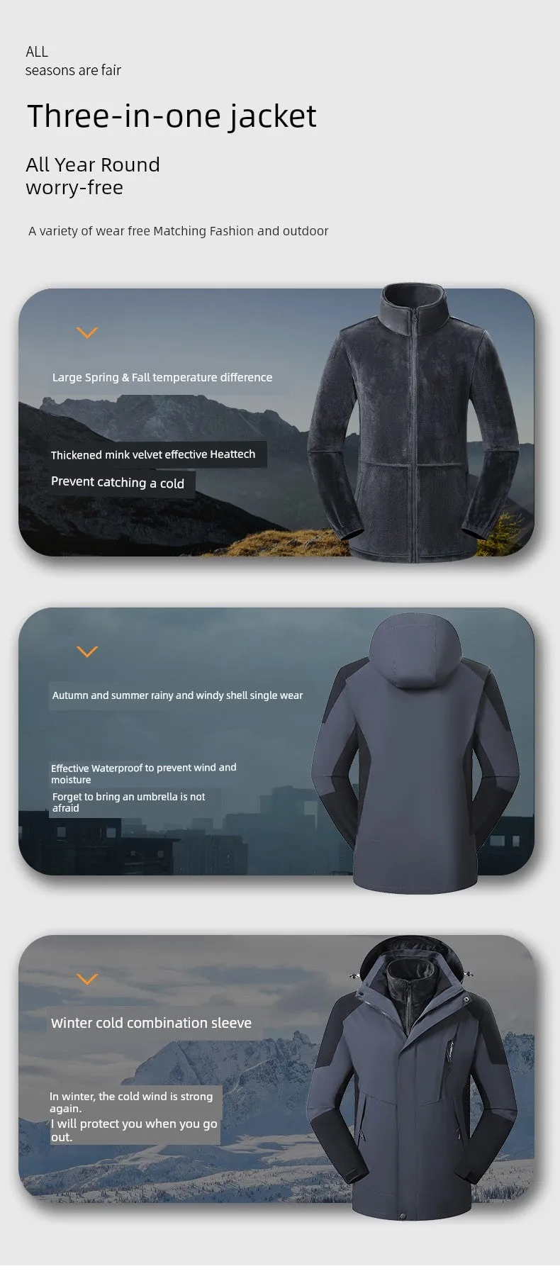 Coats / Jackets: by Tucano. 3-in-1 Jacket. Men and Women Sizes. Autumn and Winter Fleece-lined. Thick Jacket