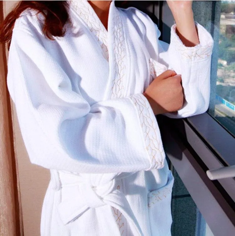 Cozy Luxury Cotton Waffle Terry Bathrobe for Home and Hotel Relaxation