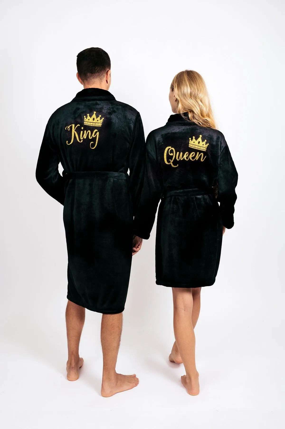 Custom Bathrobes for Couple Cozy Terry Bathrobes wife and husband - Glitter