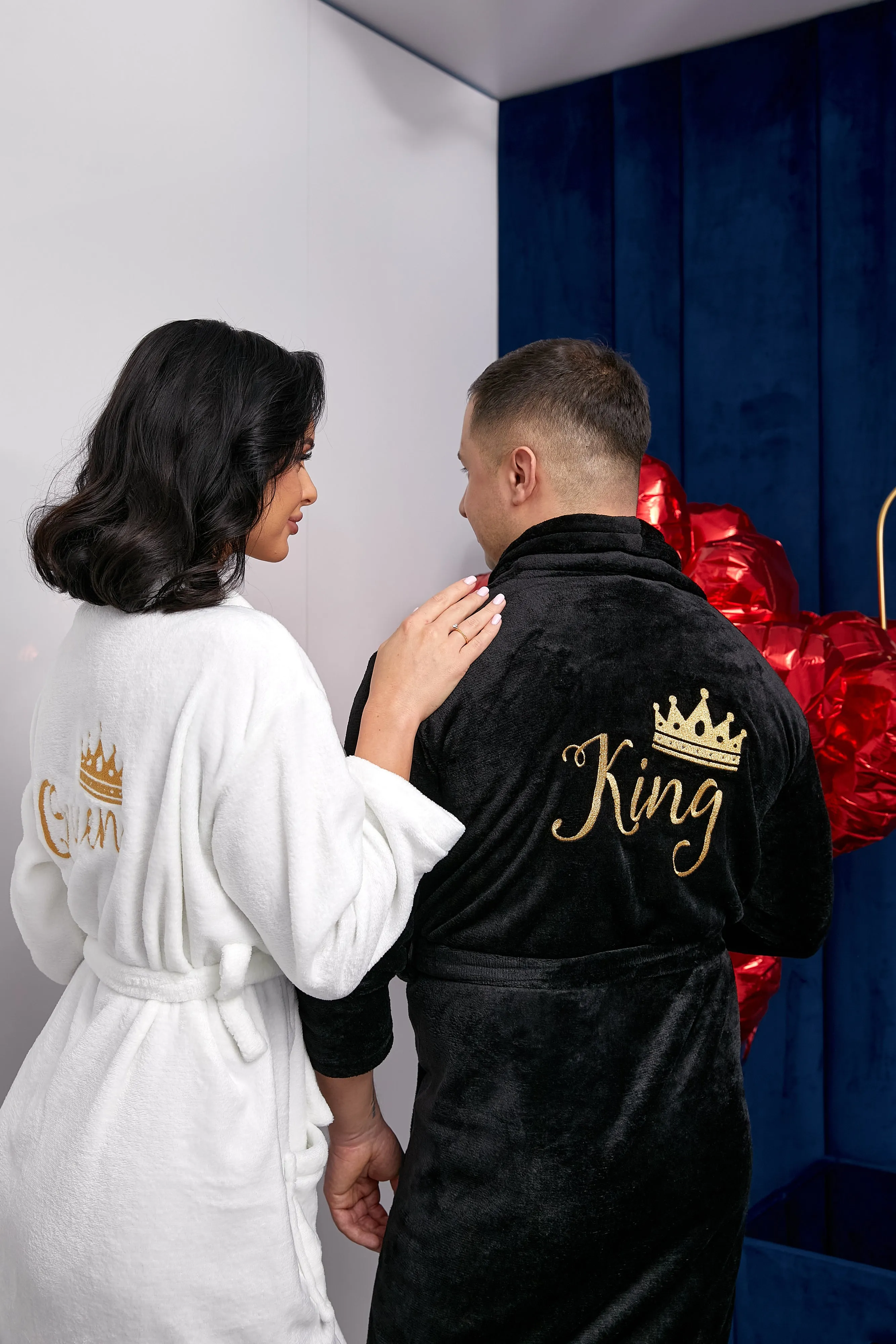 Custom Bathrobes for Couple Cozy Terry Bathrobes wife and husband - Glitter