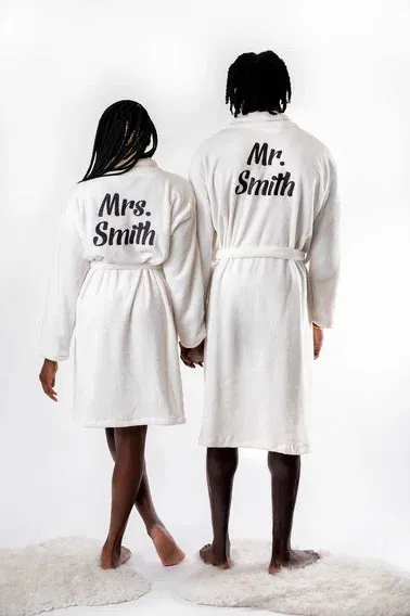 Custom Bathrobes for Couple Cozy Terry Bathrobes wife and husband - Glitter
