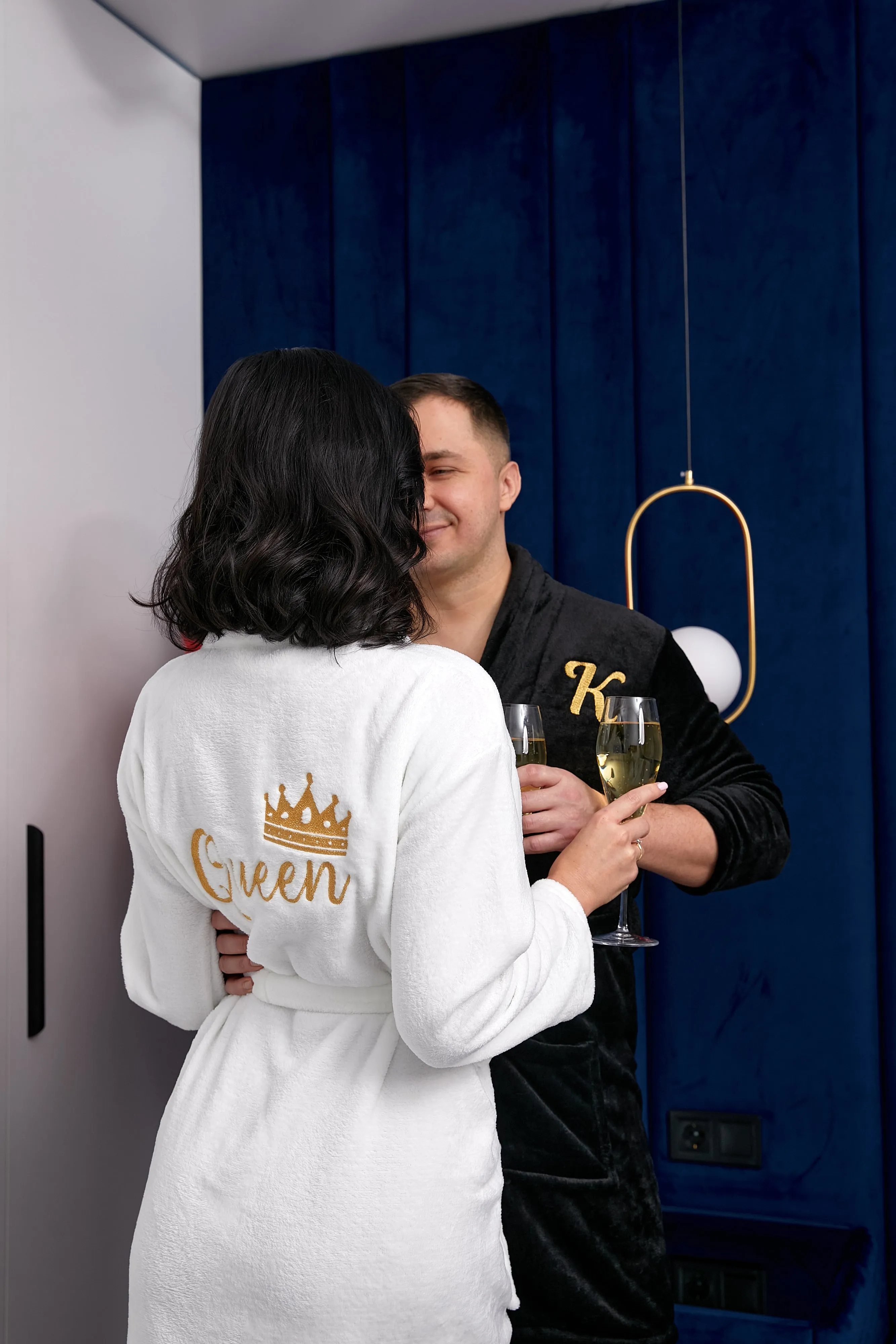 Custom Bathrobes for Couple Cozy Terry Bathrobes wife and husband - Glitter