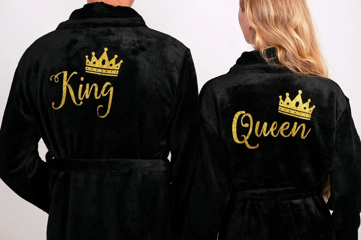 Custom Bathrobes for Couple Cozy Terry Bathrobes wife and husband - Glitter