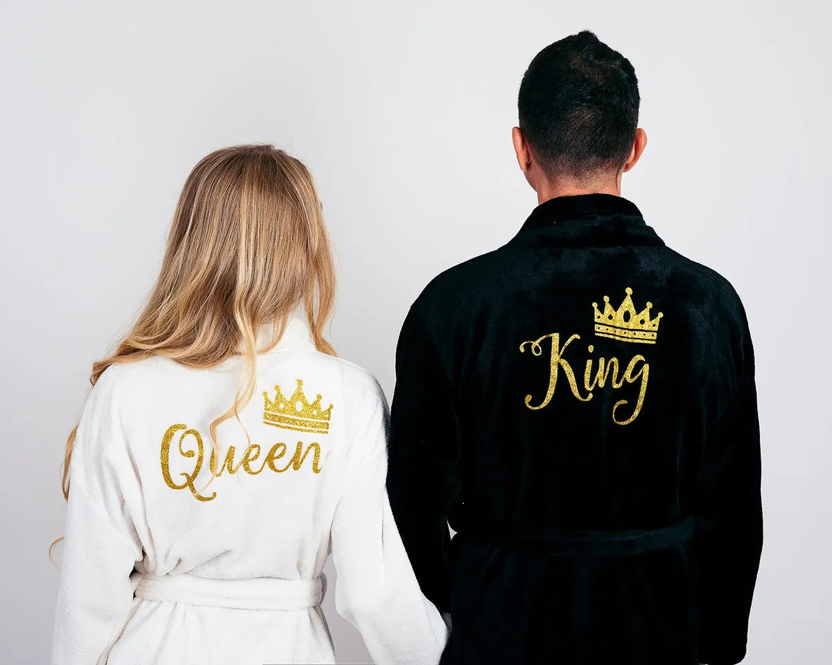 Custom Bathrobes for Couple Cozy Terry Bathrobes wife and husband - Glitter
