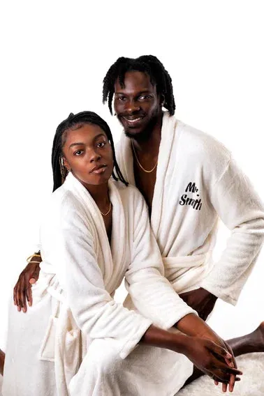 Custom Bathrobes for Couple Cozy Terry Bathrobes wife and husband - Glitter