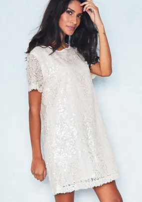 Dana Cream Embellished Shift Dress
