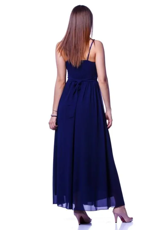 Embellished Tulle Panel Maxi Dress