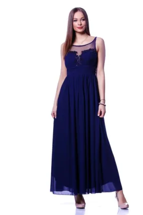 Embellished Tulle Panel Maxi Dress